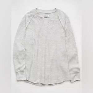 American Eagle Big Hug Notch Neck Waffle Sweatshirt